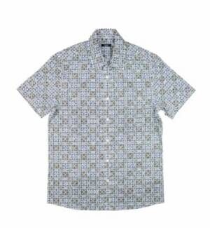NEW BENSON men's printed poplin shirt in blue